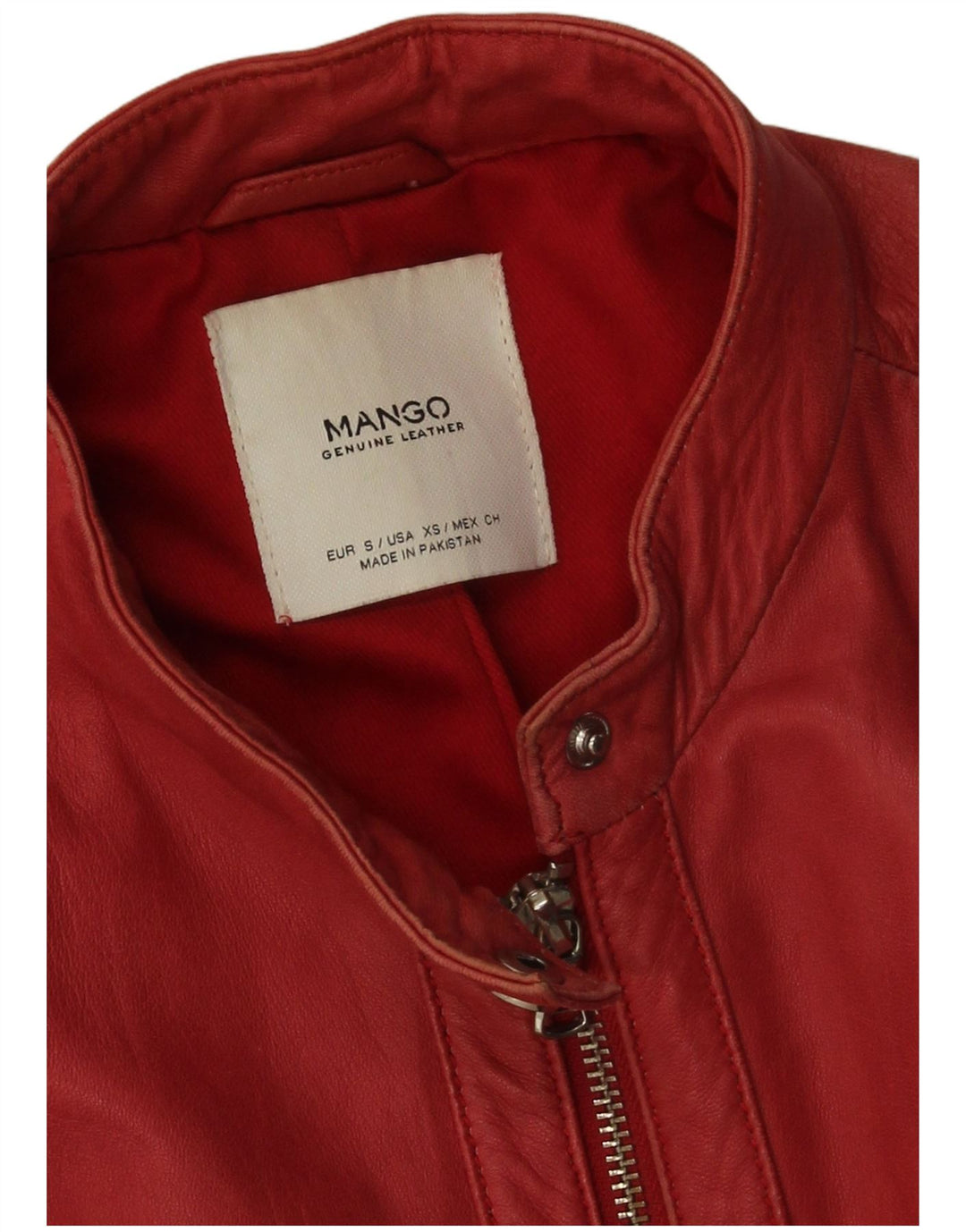 Jaqueta de couro feminina Mango UK 10 couro vermelho pequeno