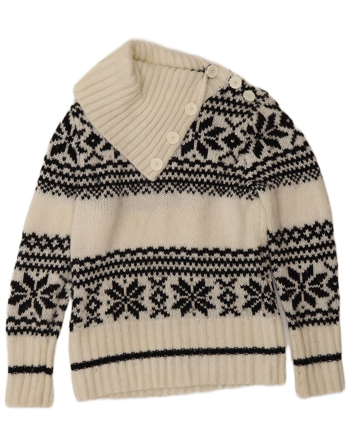 Suéter feminino Yessica com gola redonda e floco de neve Reino Unido 14 médio branco inverno