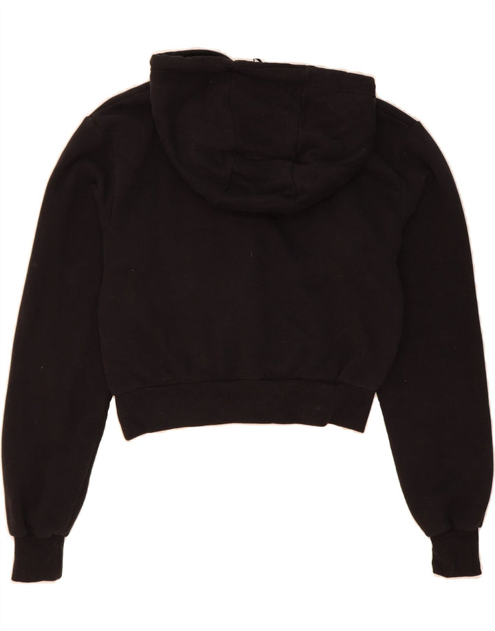 ELLESSE Womens Crop Oversized Graphic Hoodie Jumper UK 10 Medium  Black Vintage Ellesse and Second-Hand Ellesse from Messina Hembry 
