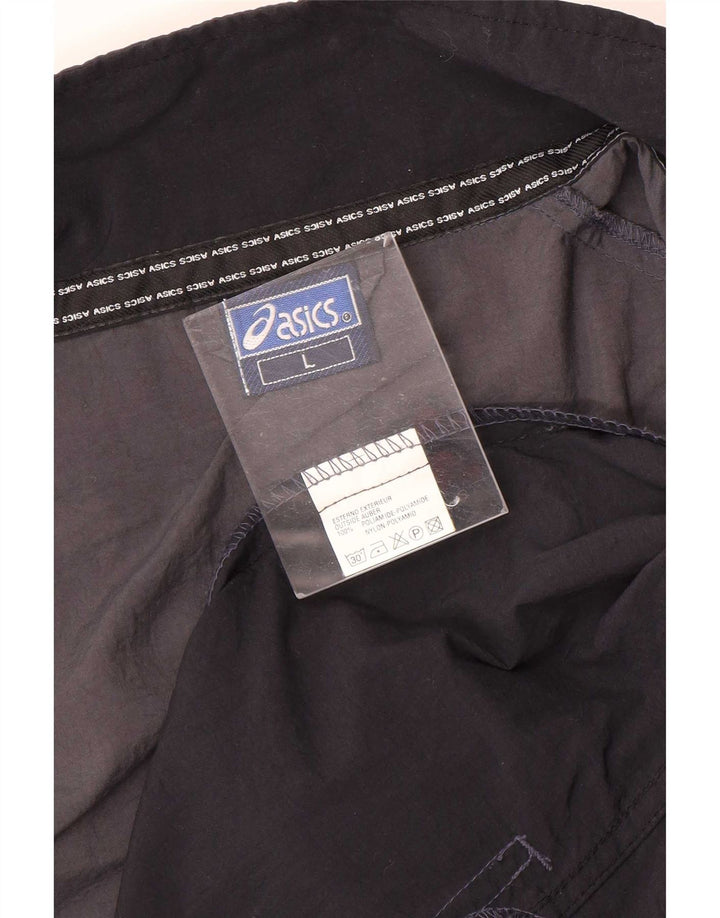 Asics Mens Tracksuit Top Jacket Grande Cinza Colourblock Nylon