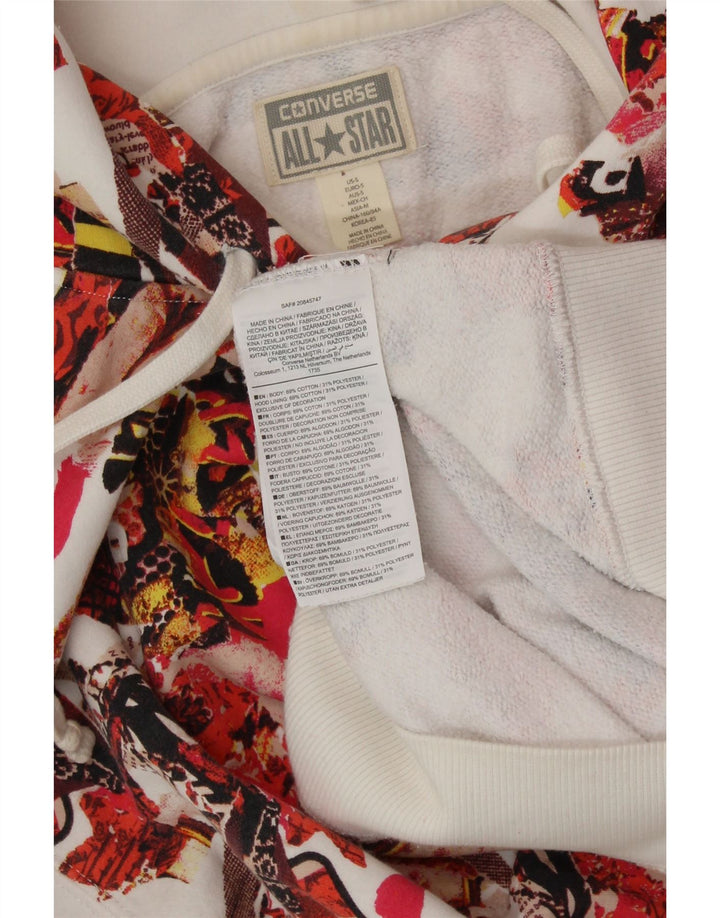 Suéter feminino CONVERSE com capuz e estampa abstrata UK 10 pequeno multicolorido