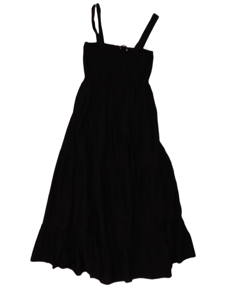 Vestido maxi feminino sem mangas Zara Reino Unido 12 algodão preto médio