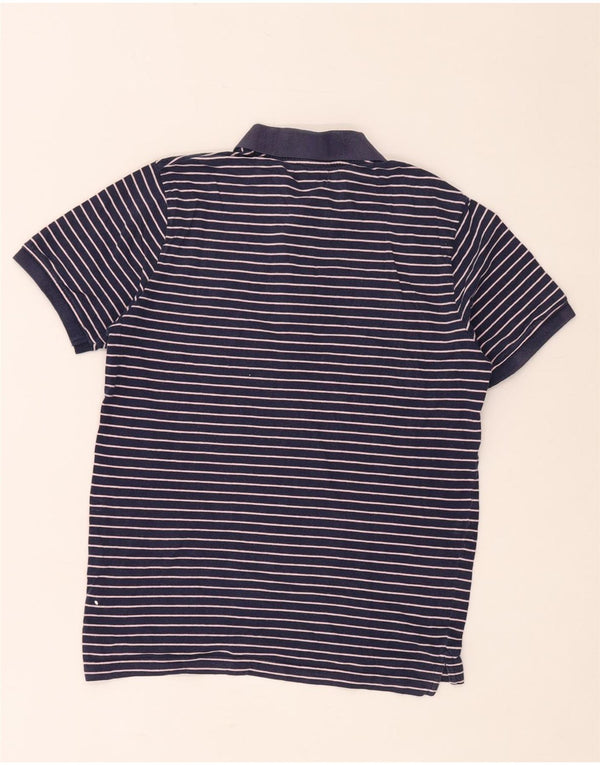 Camisa polo masculina Best Company de algodão listrado azul marinho médio