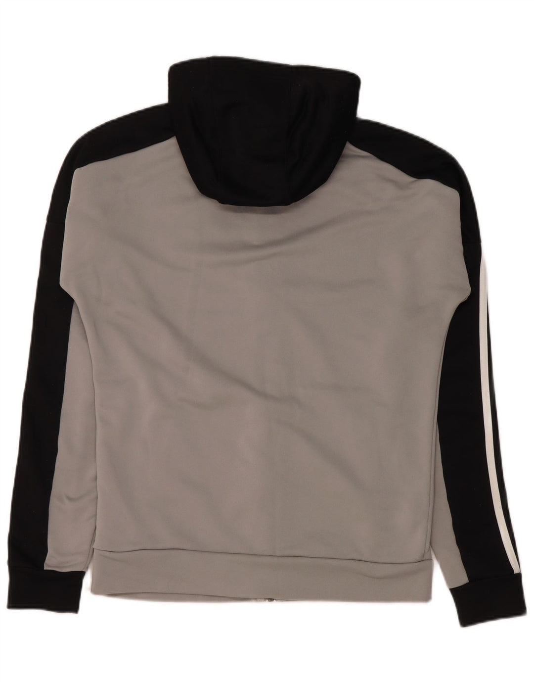 Adidas masculino zip moletom com capuz pequeno cinza colorblock poliéster
