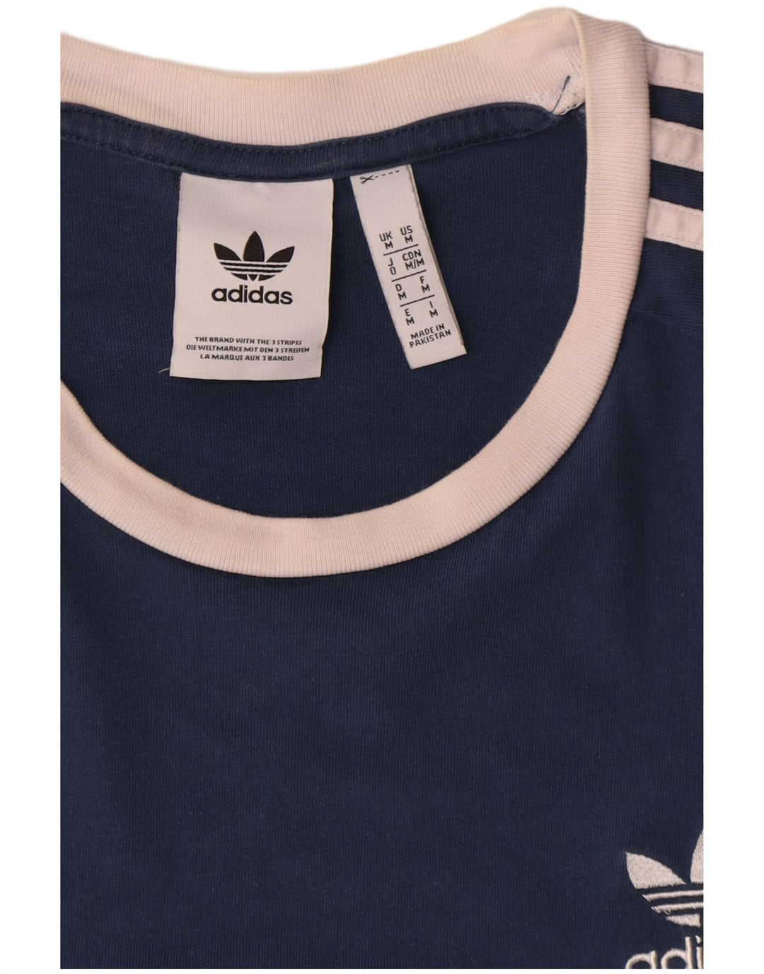 Adidas Mens Camiseta Top Médio Algodão Azul Marinho