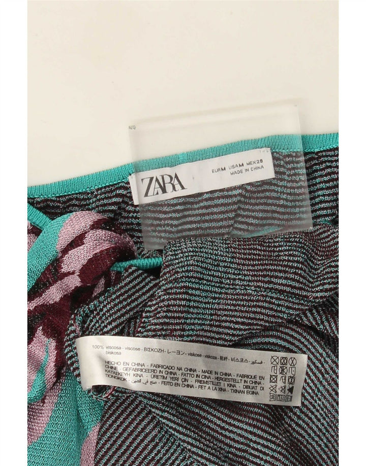 Vestido maxi feminino Zara Reino Unido 12 viscose floral azul médio