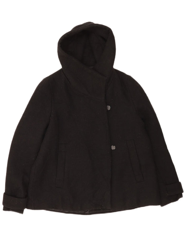 Jaqueta bomber com capuz feminino Zara UK 14 poliéster preto médio