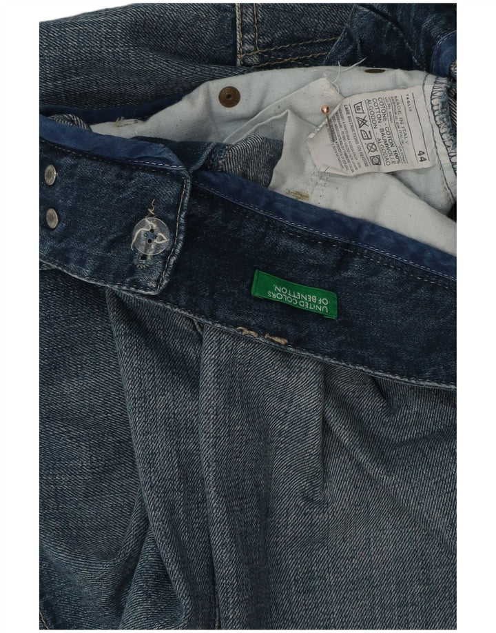 Mini saia jeans feminina Benetton cintura baixa IT 44 médio W34 algodão azul