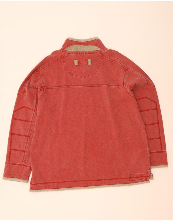 Fat Face Mens Zip Neck Moletom Jumper 2XL Algodão Vermelho