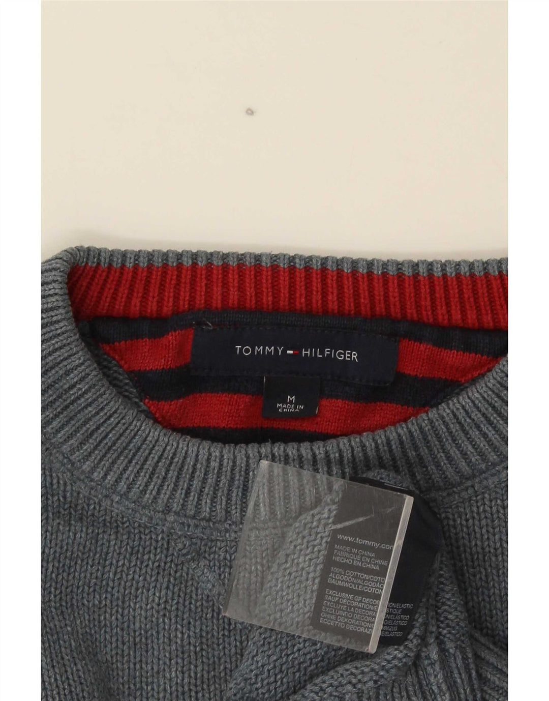 Suéter masculino Tommy Hilfiger com gola redonda e algodão cinza médio