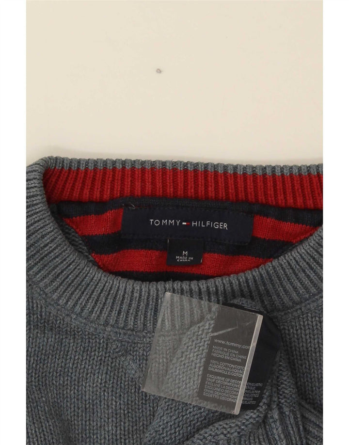 Suéter masculino Tommy Hilfiger com gola redonda e algodão cinza médio
