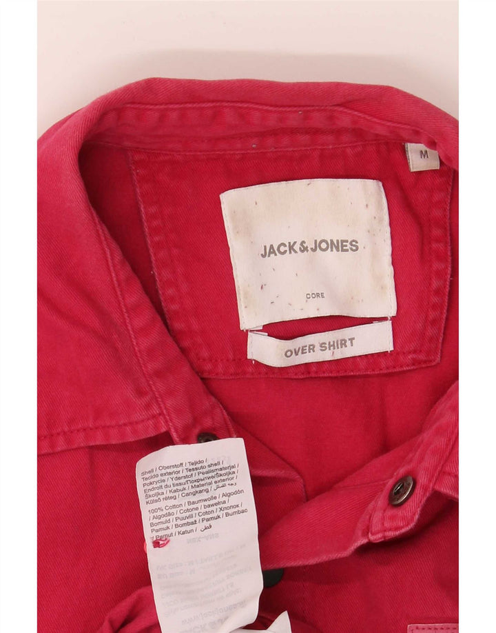 Jack & Jones Camisa jeans masculina de algodão rosa médio
