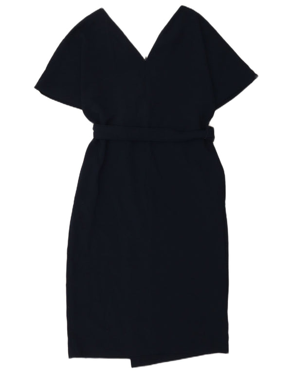Marks & Spencer Womens Wrap Dress UK 12 Medium  Navy Blue Polyester