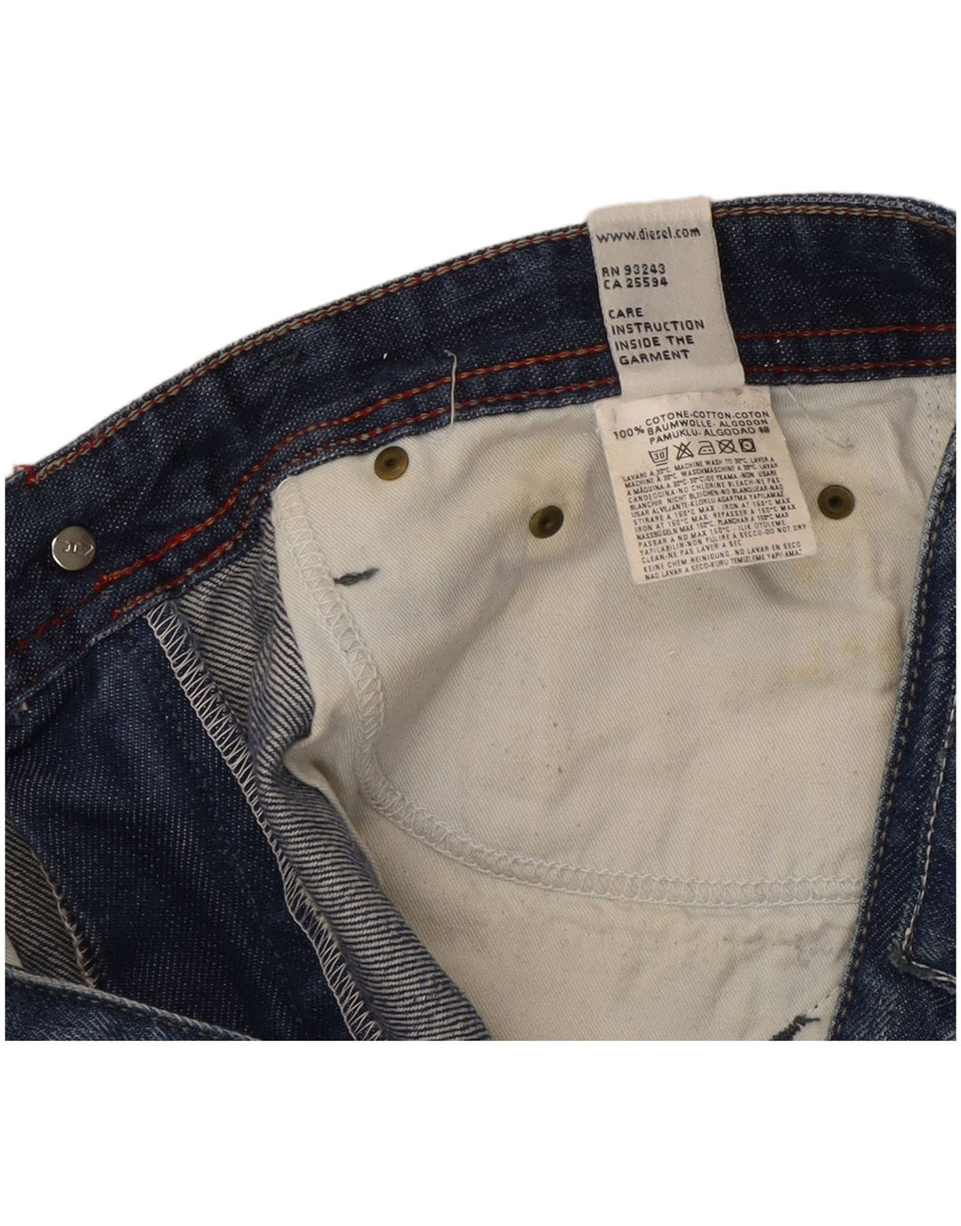 Jeans feminino Diesel Bootcut desgastado W27 L34 azul algodão