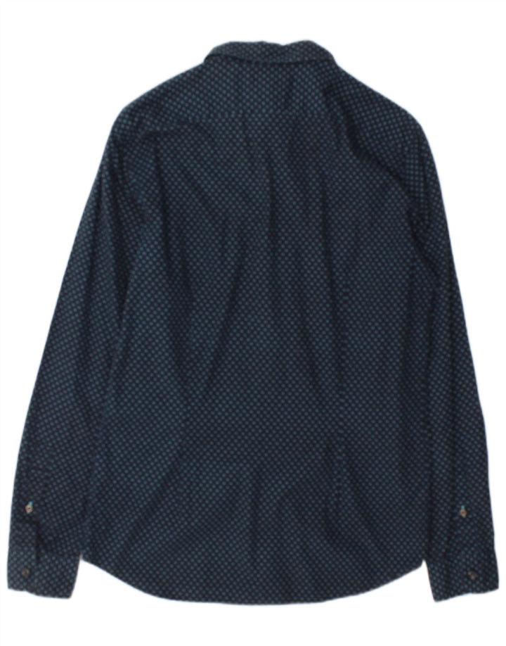 Camisa masculina Diesel Slim Fit médio algodão manchado azul marinho