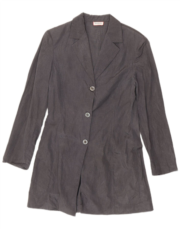 Jaqueta blazer feminina Longline com 3 botões da Max & Co. Reino Unido 12 linho cinza médio