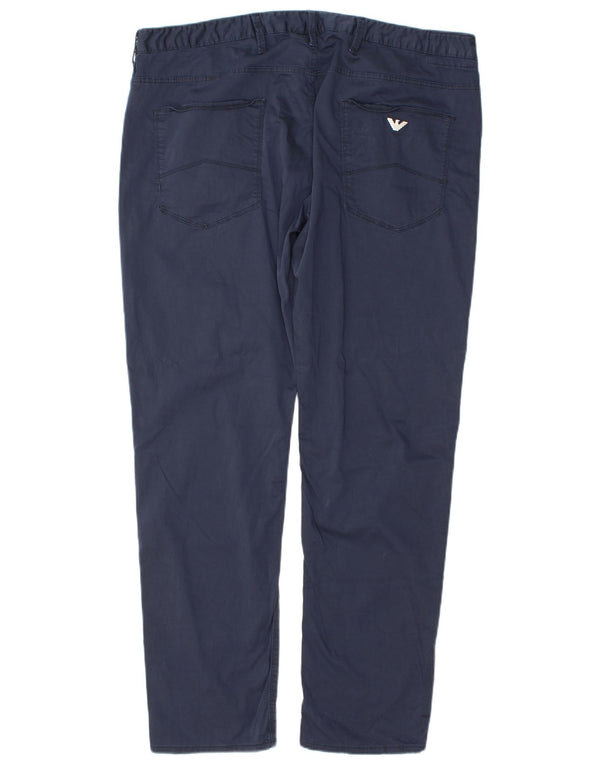 Calça casual reta masculina Emporio Armani W40 L32 algodão azul marinho