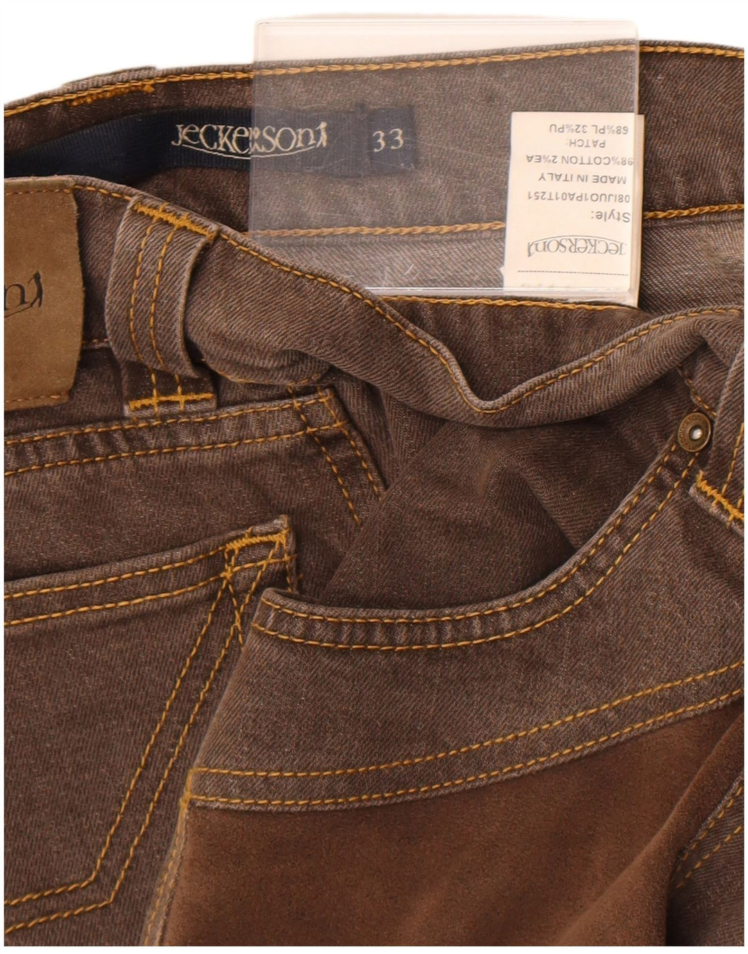 Jeans masculinos Jeckerson Slim W33 L31 algodão marrom