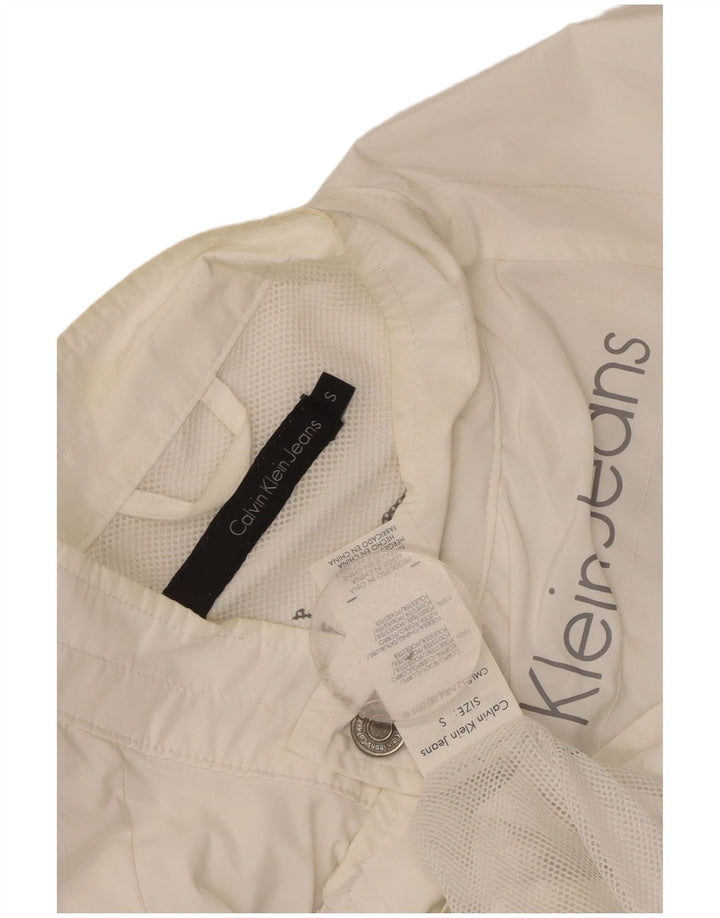 Casaco de chuva feminino Calvin Klein Jeans gráfico Reino Unido 10 pequeno poliéster branco