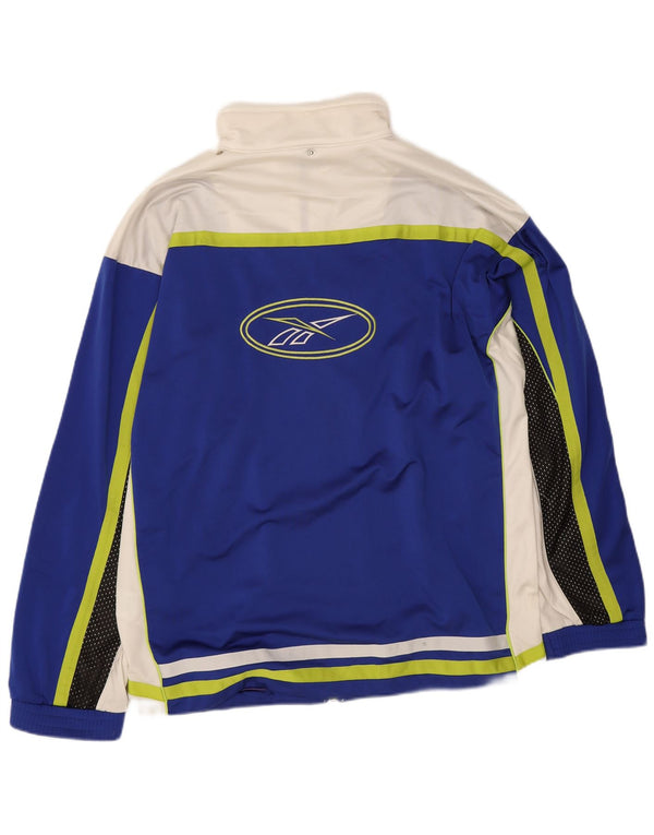 Reebok Mens Graphic Tracksuit Top Jaqueta XL Azul Colorblock Poliéster