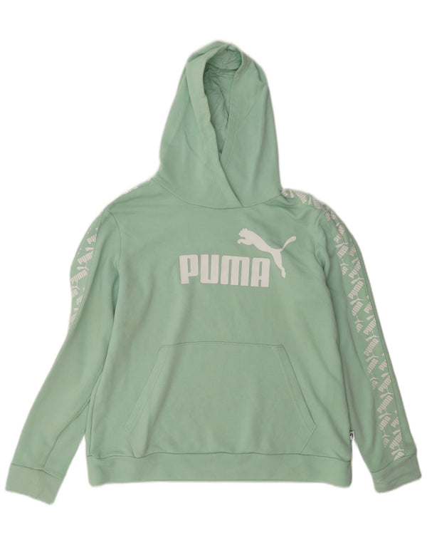 Puma feminino gráfico moletom com capuz UK 18 XL algodão verde