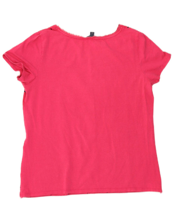 Camiseta feminina Tommy Hilfiger com estampa gráfica UK 14 grande rosa geométrica