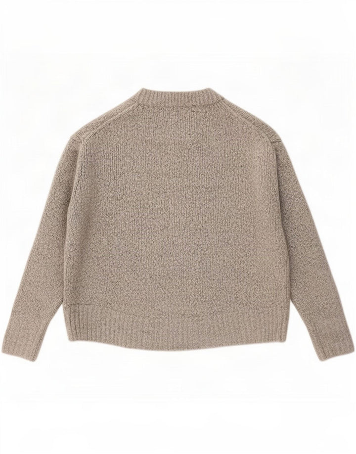 Zara Suéter feminino oversized com gola redonda Reino Unido 10 pequeno cinza manchado