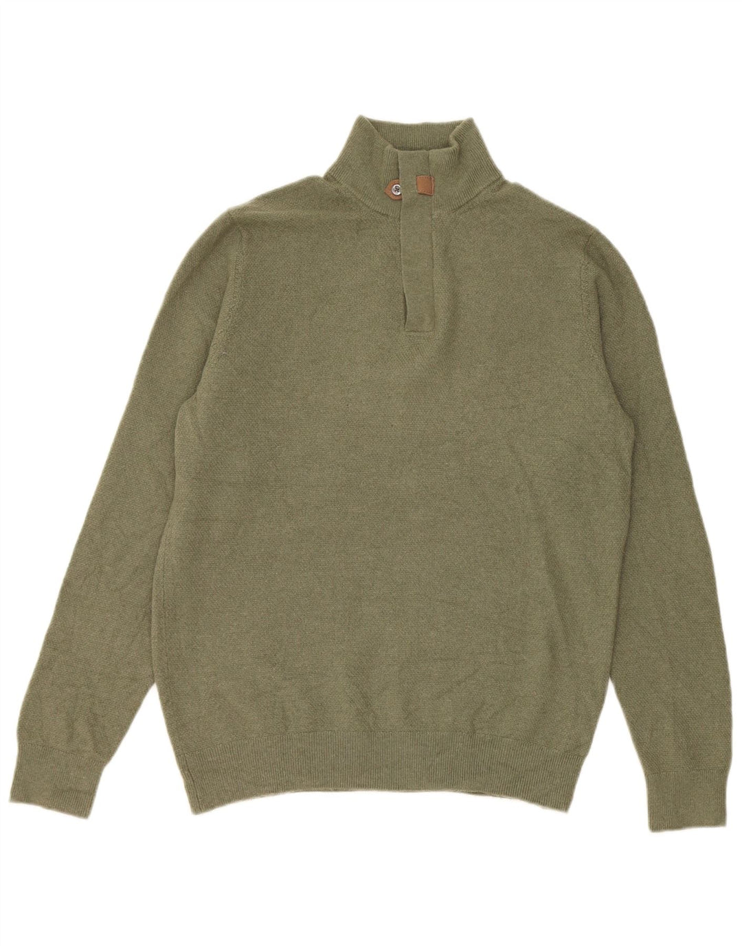 Suéter masculino Massimo Dutti com zíper e gola em lã verde médio