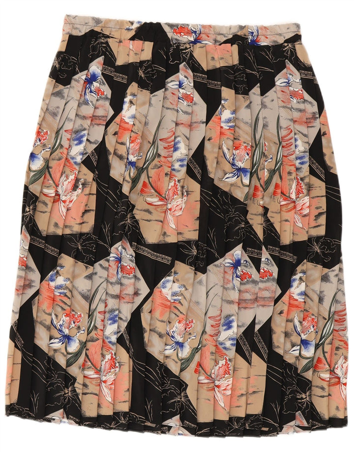 Saia feminina plissada faca VINTAGE médio W30 poliéster floral preto
