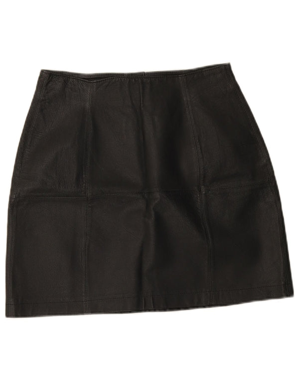 Mini saia de couro feminina vintage W25 XS couro preto