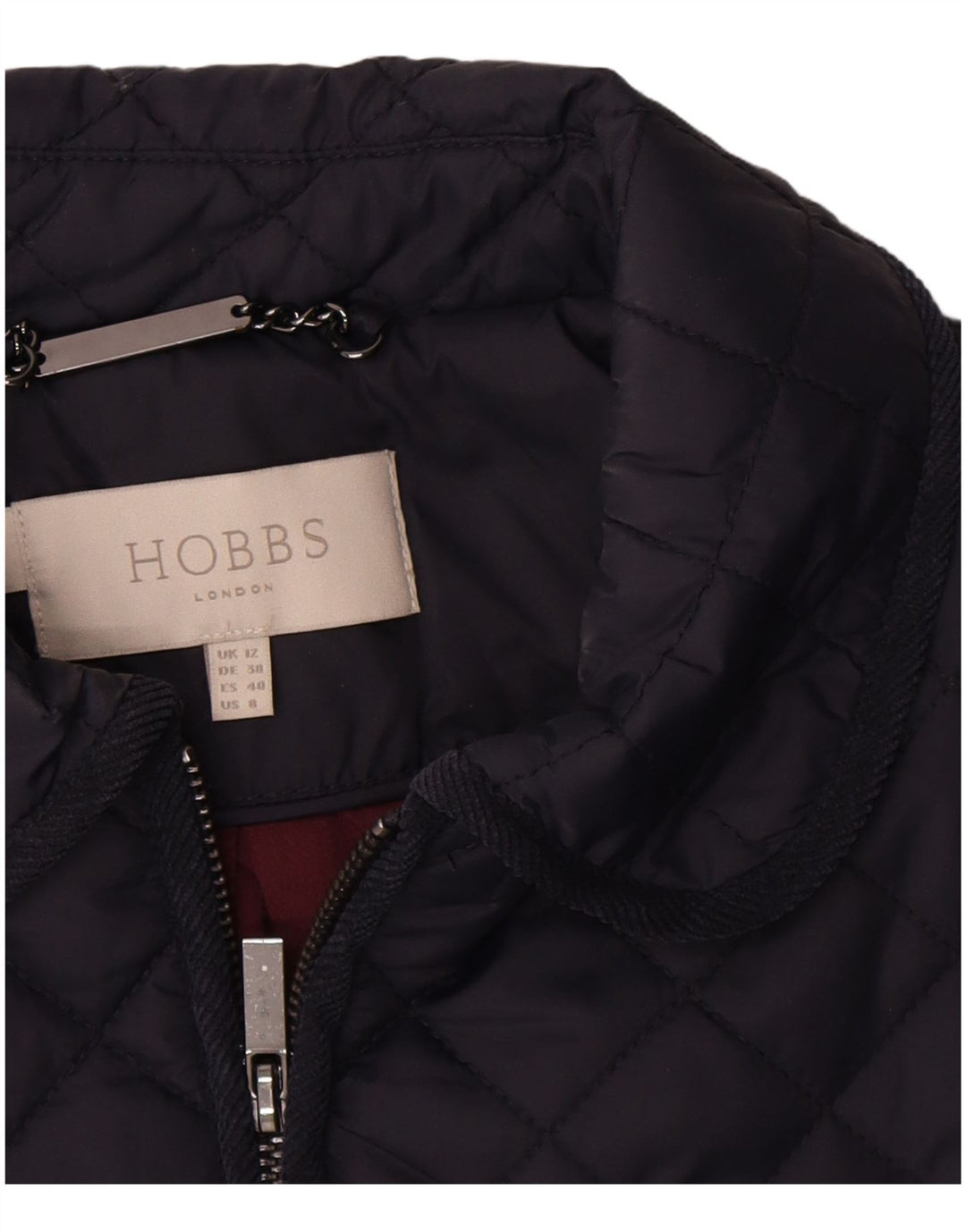 Jaqueta acolchoada feminina Hobbs UK 12 poliamida azul marinho médio