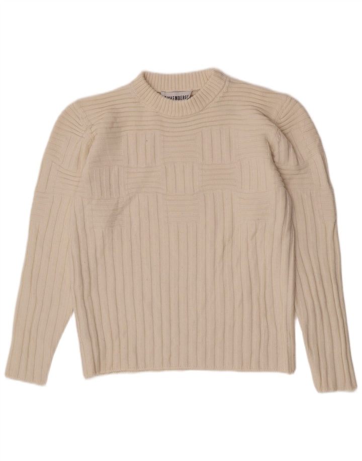 Suéter feminino Bikkembergs com gola redonda UK 12 médio off white