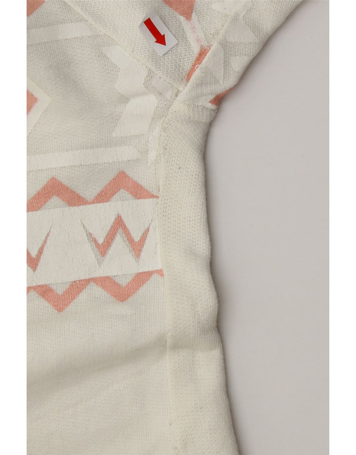 VINTAGE Womens Sweatshirt Jumper UK 16 Large White Fair Isle Vintage Vintage and Second-Hand Vintage from Messina Hembry 