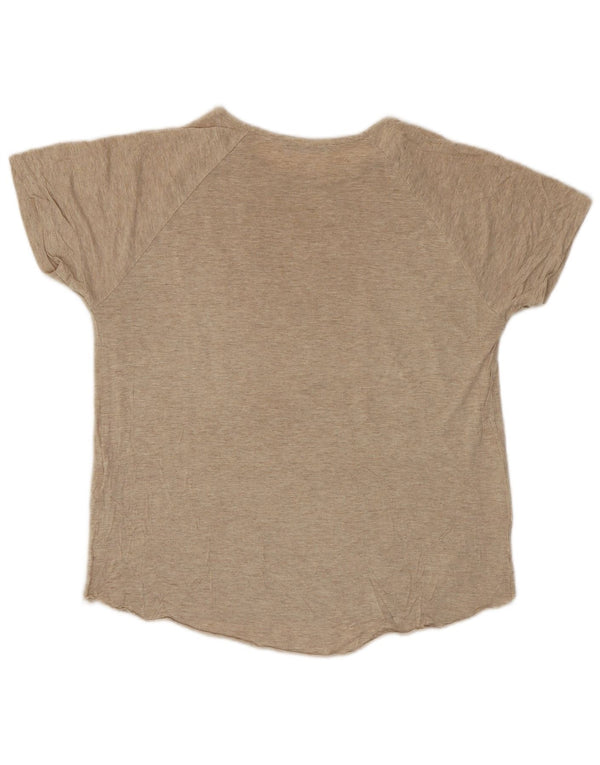 Zara Womens Graphic T-Shirt Top UK 10 Pequeno Bege