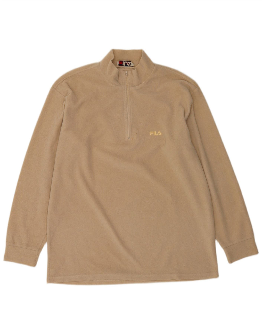 Suéter de lã masculino Fila com zíper e gola 2XL poliéster bege