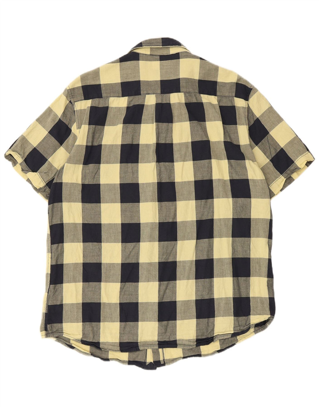 Wrangler Camisa masculina de manga curta regular fit grande algodão guingão amarelo