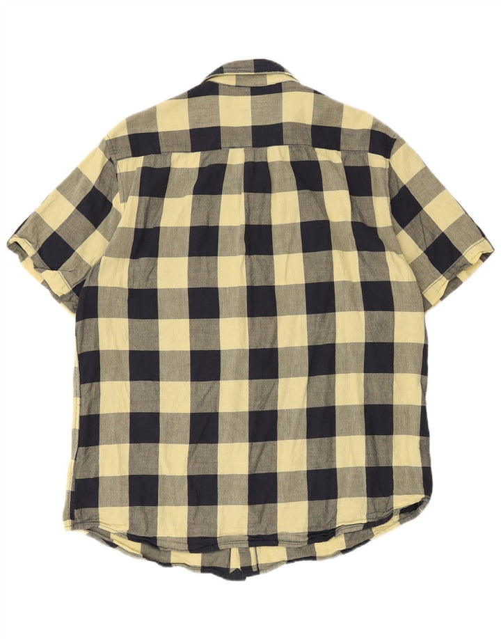 Wrangler Camisa masculina de manga curta regular fit grande algodão guingão amarelo
