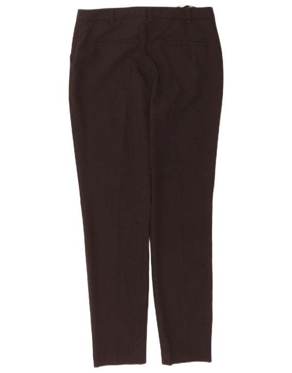 Calça de terno slim fit feminina Topshop Reino Unido 10 pequena W28 L30 poliéster marrom