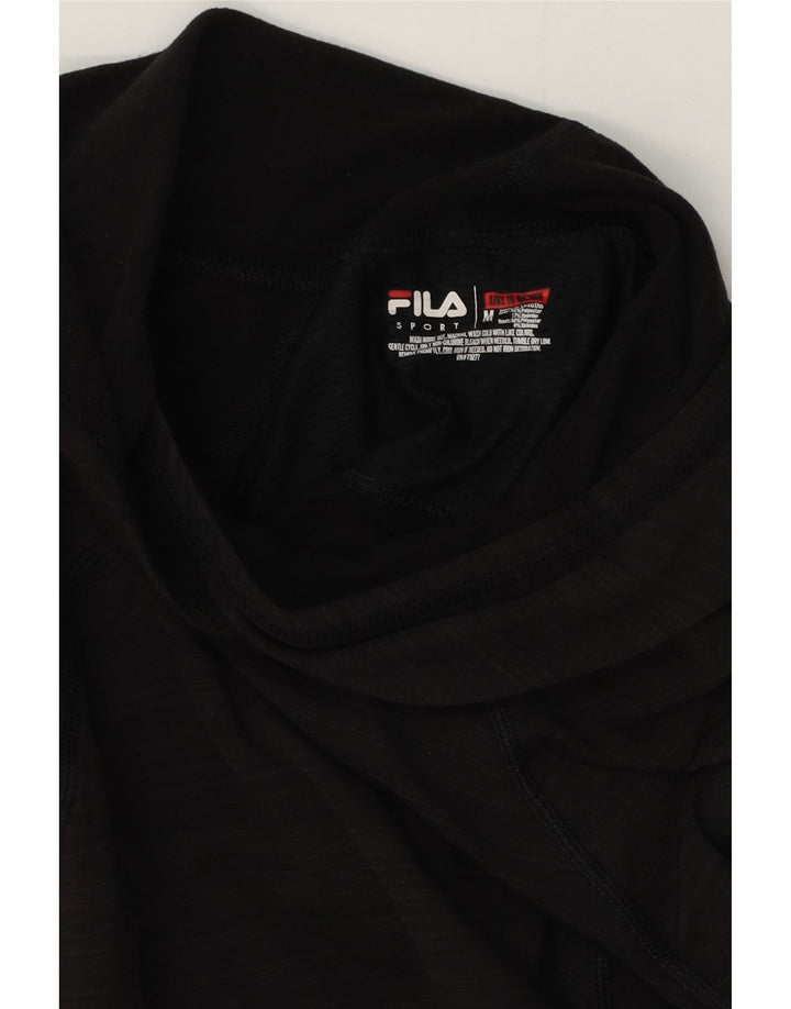 Fila Top feminino com capuz manga comprida UK 12 poliéster risca de giz preto médio