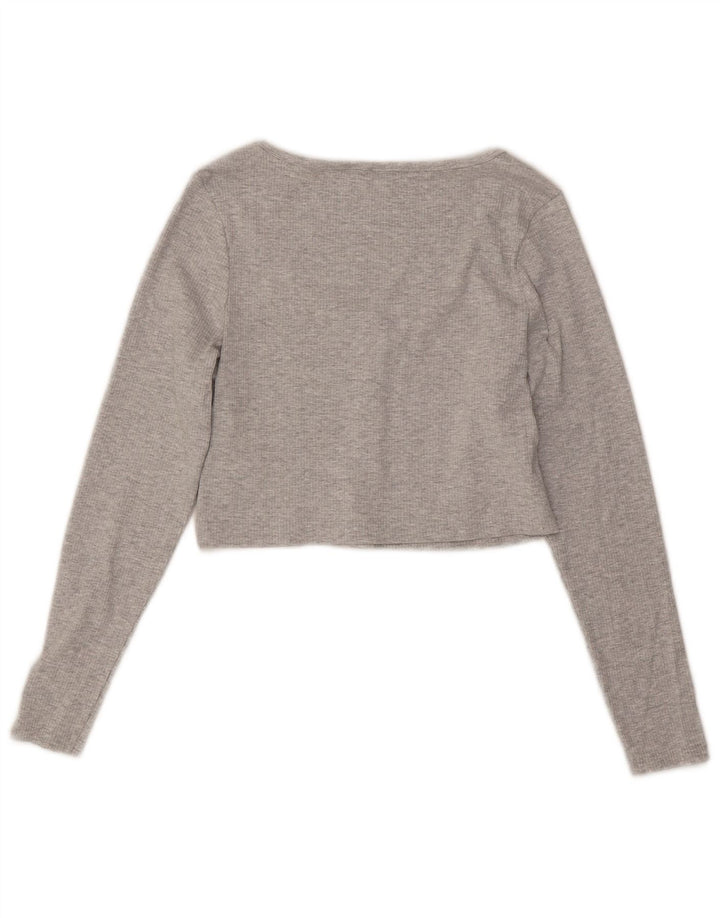 Top curto feminino Puma de manga comprida UK 18 XL cinza