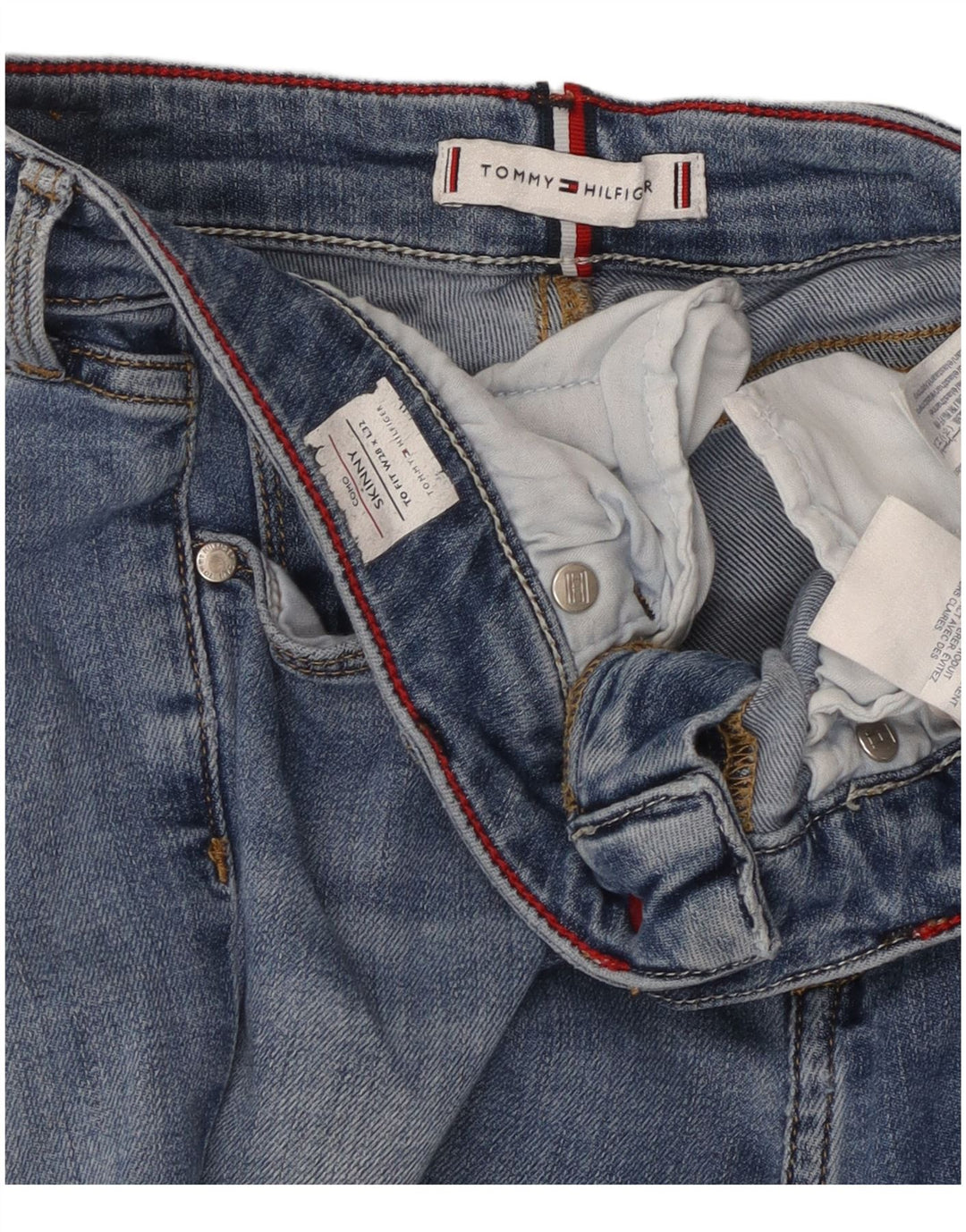 TOMMY HILFIGER Feminino Como Skinny Jeans W28 L29 Azul Algodão
