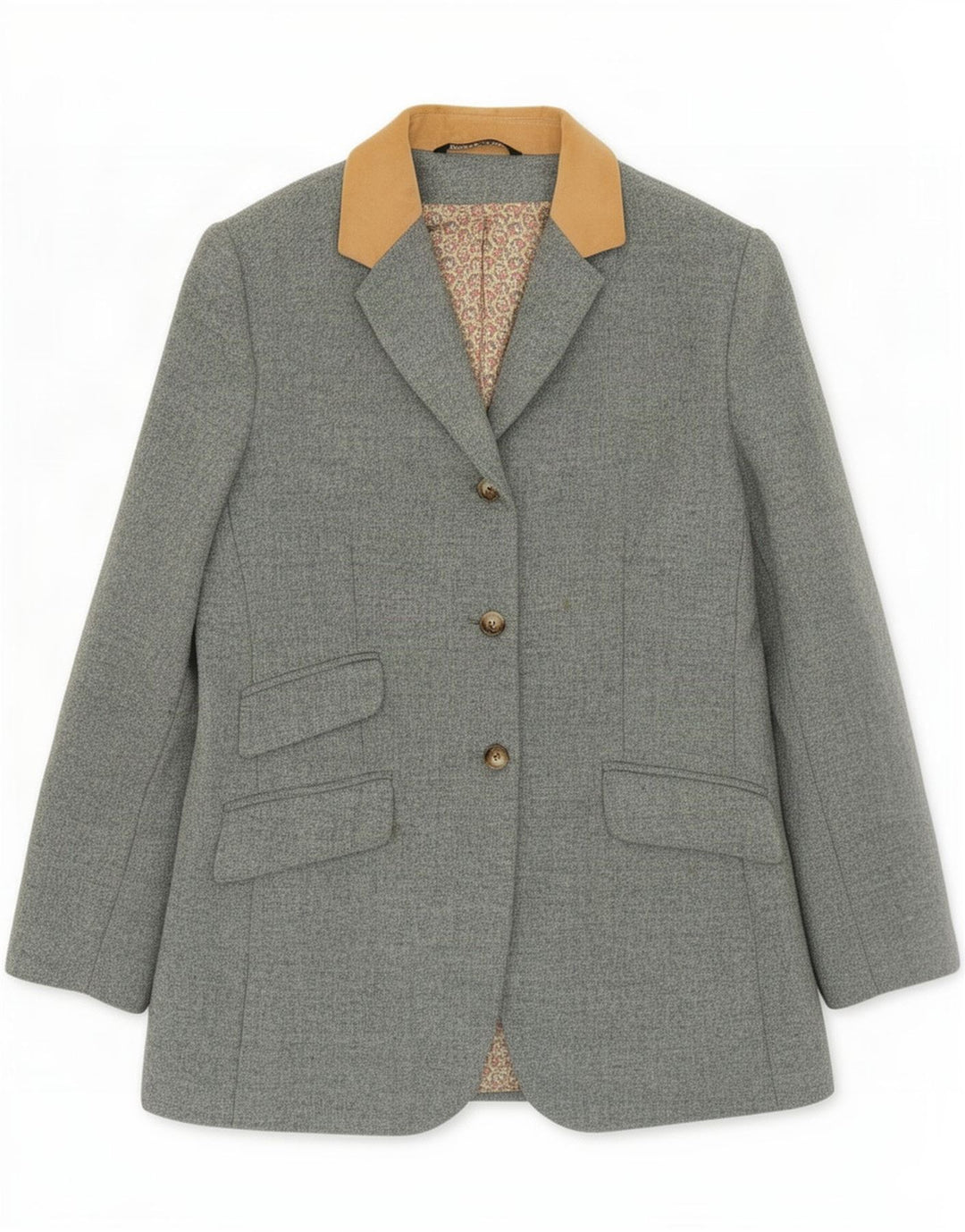 Jaqueta blazer feminina Laura Ashley com 3 botões Reino Unido 16 grande espinha de peixe azul