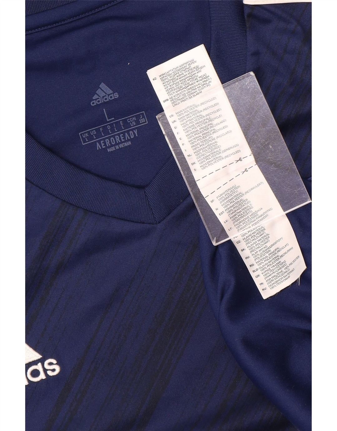 Camiseta masculina Adidas Aeroready Top grande poliéster azul marinho