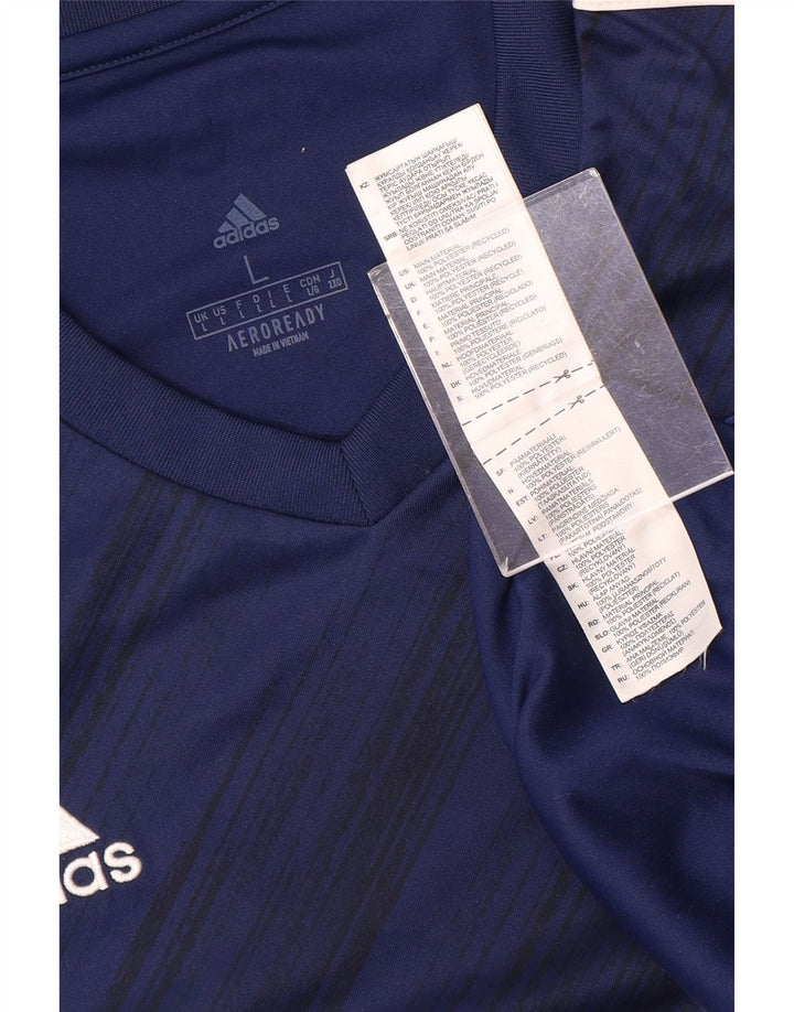 Camiseta masculina Adidas Aeroready Top grande poliéster azul marinho