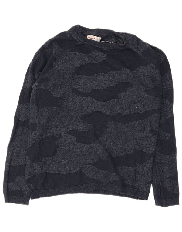 Suéter masculino Jack & Jones com gola canoa pequeno camuflado azul marinho
