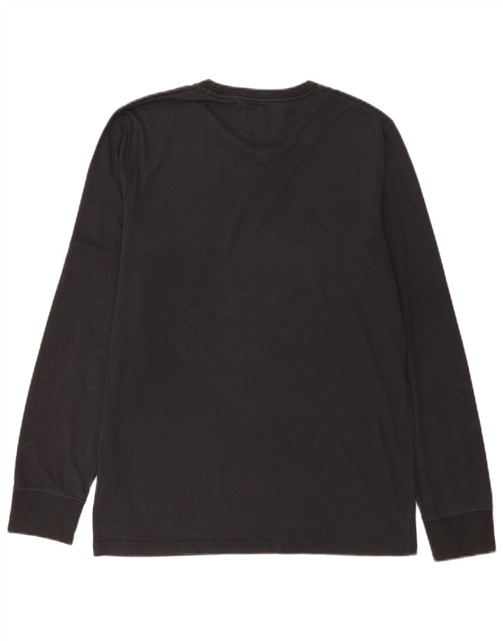 Top gráfico masculino Abercrombie & Fitch manga comprida pequeno algodão preto