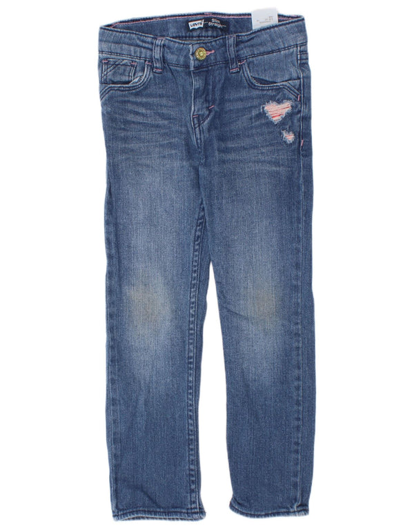Jeans Levi's Girls Distressed Slim Straight 4-5 Anos W20 L18 Azul Algodão