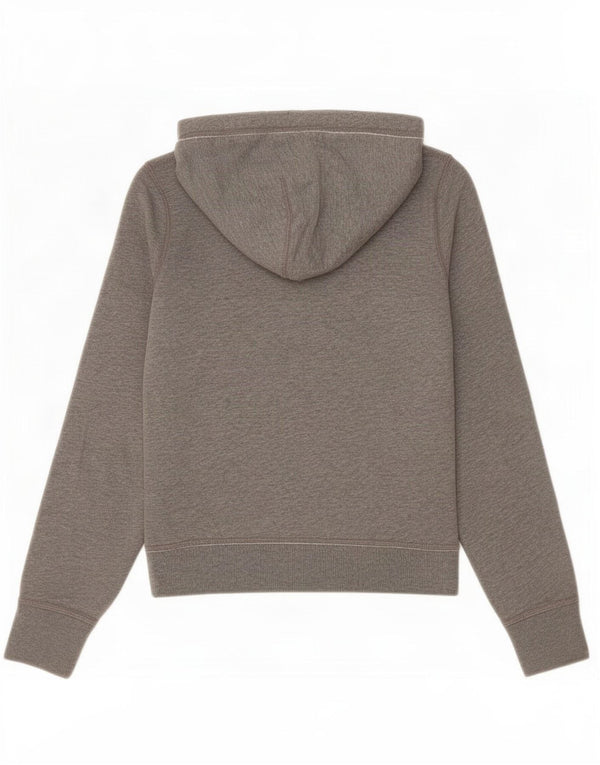 Jumper feminino com capuz gráfico Hollister UK 14 algodão cinza médio