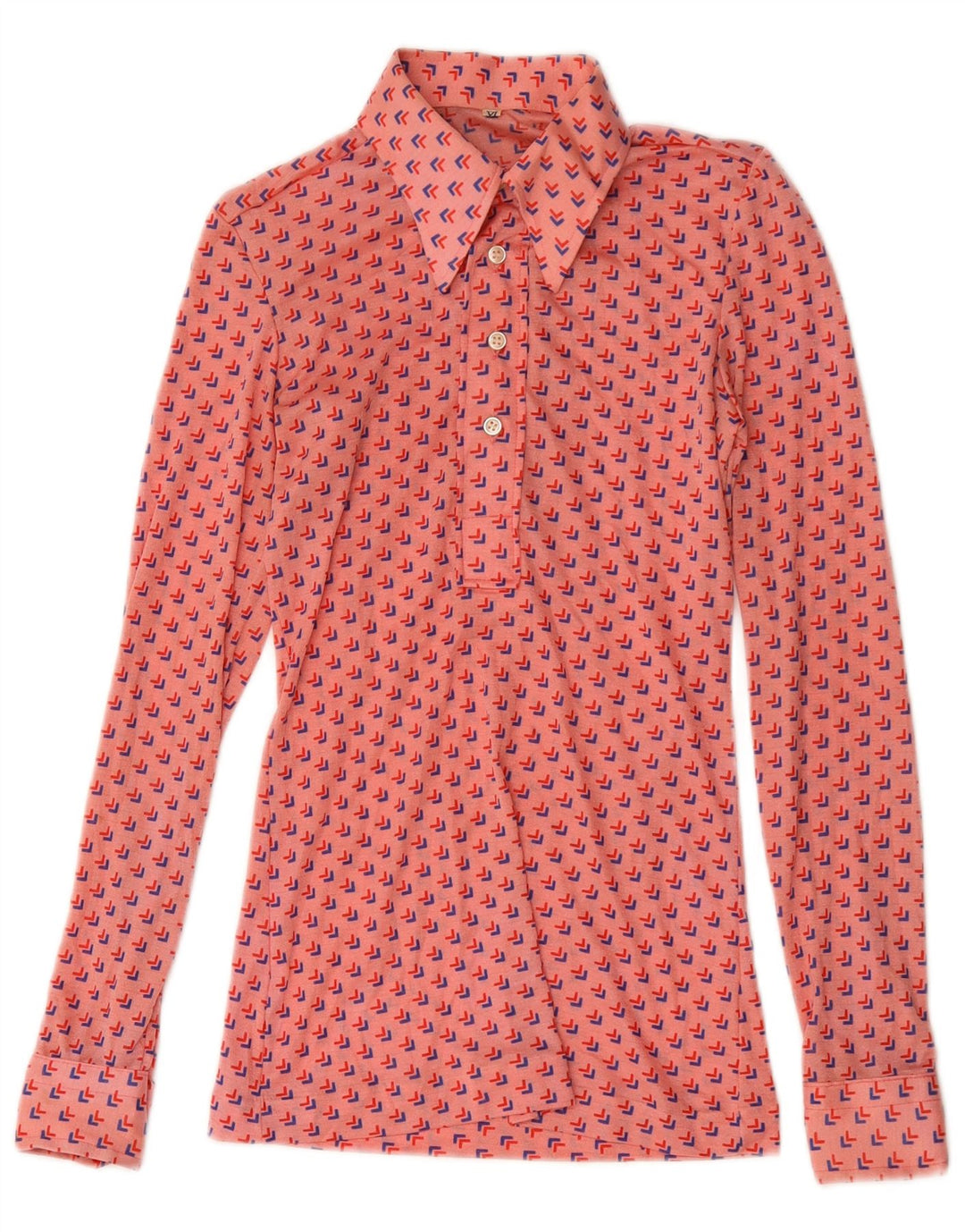 Pulôver feminino vintage blusa Reino Unido 8 pequeno rosa geométrico