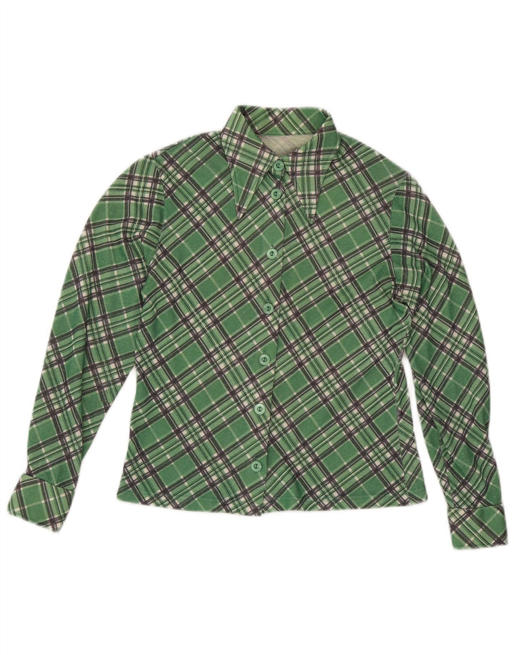 Camisa feminina vintage UK 12 xadrez verde médio
